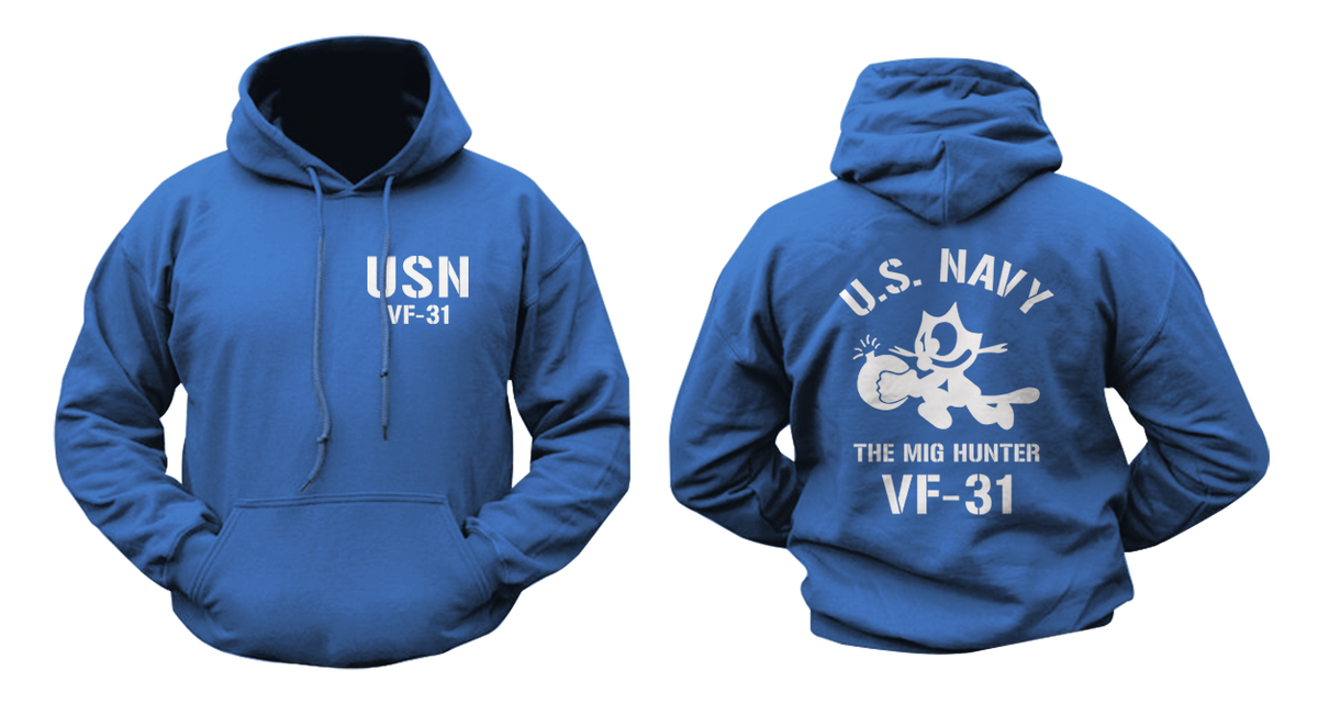US Navy Squadron VF-31 F-14 Tomcat Mig Hunter Hoodie Sweatshirt
