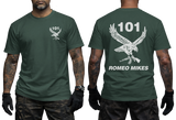 101 Battalion Romeo Mikes SADF dark green T-shirt with eagle graphic and rifle design