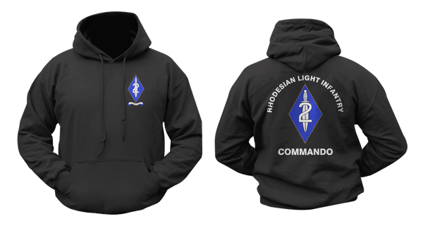 Rhodesian Army Rhodesian Light Infantry RLI 2 Commando Military Hoodie Sweatshirt