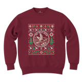 5 Commando Wild Geese Ugly Christmas Sweater in maroon featuring a flying goose graphic, snowflakes, and festive holiday patterns