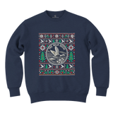 5 Commando Wild Geese Ugly Christmas Sweater in navy blue with a Wild Geese emblem and traditional Christmas sweater pattern