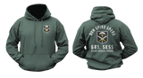 601st Special Forces Group Hoodie in dark green with front Czech Special Forces insignia and large back Dum Spiro Spero 601 SKSS design