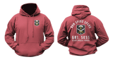 601st Special Forces Group Hoodie in red with front Czech Special Forces insignia and large back Dum Spiro Spero 601 SKSS design