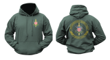 ATJ Lučko Majica Hoodie in dark gren with front Croatian anti-terrorist unit emblem and large back ATJ Lučko insignia