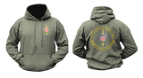 ATJ Lučko Majica Hoodie in military green with front Croatian anti-terrorist unit emblem and large back ATJ Lučko insignia