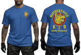 French Army K9 Maitre Chien T-Shirt - Armée Française Military Dog Handler blue Tee - Front and Back View