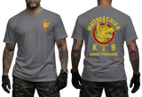 French Army K9 Maitre Chien T-Shirt - Armée Française Military Dog Handler charcoal Tee - Front and Back View
