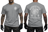 French Army K9 Maitre Chien T-Shirt - Armée Française Military Dog Handler grey Tee - Front and Back View
