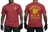 French Army K9 Maitre Chien T-Shirt - Armée Française Military Dog Handler red Tee - Front and Back View
