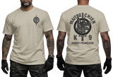 French Army K9 Maitre Chien T-Shirt - Armée Française Military Dog Handler sand Tee - Front and Back View