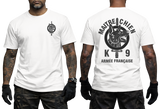 French Army K9 Maitre Chien T-Shirt - Armée Française Military Dog Handler white Tee - Front and Back View