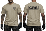 French CRS Police T-Shirt in sand color with a front Police Nationale CRS badge and contrasting CRS Compagnies Républicaines de Sécurité back design