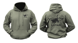 IDF LOTAR Counter Terrorism Hoodie in military green with front LOTAR logo and large back Israeli special forces graphic