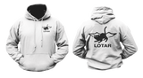 IDF LOTAR Counter Terrorism Hoodie in white with front LOTAR logo and large back Israeli special forces graphic