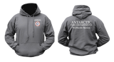 Antarctic Fire Department McMurdo Station USA Firefighter Hoodie - Charcoal Gray Front and Back Design