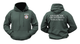 Antarctic Fire Department McMurdo Station USA Firefighter Hoodie - Forest Green Front and Back Design