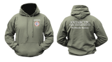 Antarctic Fire Department McMurdo Station USA Firefighter Hoodie - Military Green Front and Back Design