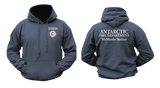 Antarctic Fire Department McMurdo Station USA Firefighter Hoodie - Navy Blue Front and Back Design
