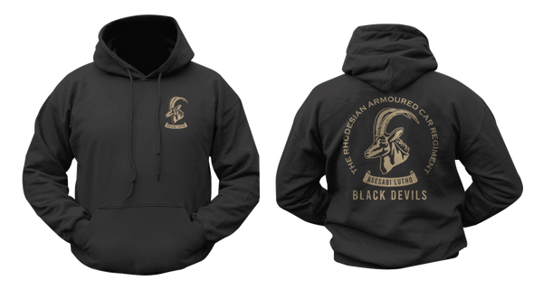 Rhodesian Army Hoodie – Black Devils Armoured Car Regiment Rhodesian War Sweatshirt