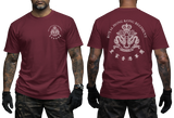 Royal Hong Kong Regiment (The Volunteers) RHKR maroon T-Shirt - Military Heritage Tee - Front and Back View