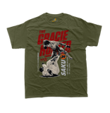 Kazushi Sakuraba The Gracie Hunter PRIDE FC Japan MMA graphic military green t-shirt front view
