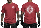 red Scottish Fire and Rescue Service t-shirt with small chest crest and large back star emblem print