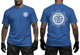 blue Scottish Fire and Rescue Service t-shirt with small chest crest and large back star emblem print