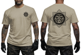 beige Scottish Fire and Rescue Service t-shirt with small chest crest and large back star emblem print