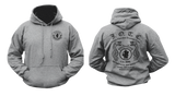 Front and back view of a grey U.S. Army JWTC hoodie featuring J.O.T.C. Panama Jungle Expert insignia and snake graphics.