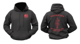 US Army Sniper School Instructor Hoodie in black with front Instructor logo and back Sniper School graphic