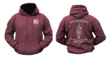 US Army Sniper School Instructor Hoodie in maroon with front and back Sniper School designs