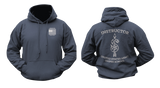 US Army Sniper School Instructor Hoodie in navy with front Instructor logo and back graphic
