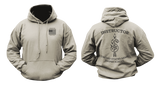 US Army Sniper School Instructor Hoodie in sand with front Instructor logo and back Sniper School design