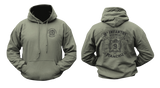 US Army 9th Infantry Regiment Manchu Dragon Hoodie in military green with front chest insignia and large back Manchu Dragon military design
