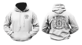 US Army 9th Infantry Regiment Manchu Dragon Hoodie in white with front chest insignia and large back Manchu Dragon military design