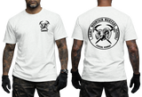 AMWS Army Mountain Warfare School Jericho Vermont white T-shirt front and back