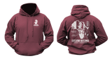 Executive Outcomes Africa Operations Hoodie in maroon with front logo and back Africa Operations design