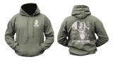 Executive Outcomes Africa Operations Hoodie in military green with front emblem and back PMC graphic