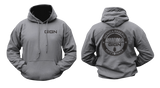 GIGN Hoodie Sweatshirt in gray with front GIGN logo and back French Gendarmerie Nationale emblem