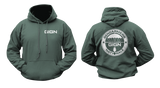 GIGN Hoodie Sweatshirt in dark green with front GIGN logo and back French Gendarmerie Nationale Special Forces emblem