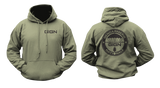 GIGN Hoodie Sweatshirt in military green with front GIGN logo and back French Gendarmerie Nationale Special Forces emblem