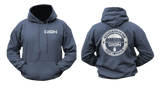 GIGN Hoodie Sweatshirt in navy blue with front GIGN logo and back French Gendarmerie Nationale Special Forces emblem