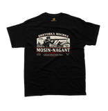 Mosin Nagant Rifle T-Shirt in black featuring Russian M1891 WWII rifle artwork