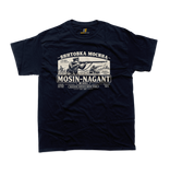 Mosin Nagant Rifle T-Shirt in navy featuring Russian M1891 WWII rifle artwork