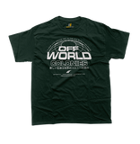 Forest Green tactical style Off-World Colonies tee with dystopian Japanese typography