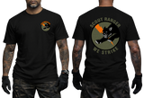 A black short-sleeve t-shirt shown on a model from both front and back. The front features a small circular 'Scout Ranger' logo on the left chest.