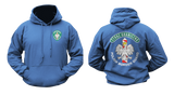 Polish Border Guard Hoodie in royal blue featuring the Straż Graniczna emblem on the front and a large Polish Border Guard eagle graphic on the back