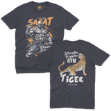 Sagat Muay Thai navy T-shirt featuring Thai fighter artwork and tiger gym design