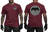 maroon Tactical Shirt featuring Russian Military Intelligence (GRU) Logo with Bat and Target Symbol - SupremaShirt Military Apparel