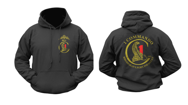 1 Commando Cheetah Big C logo RLI Rhodesian Light Infantry Hoodie Sweatshirt